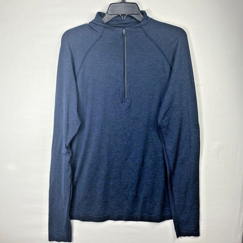 Lululemon Mens Size Large Shirt 1/4 Zip Metal Vent Tech Navy Peleton Logo